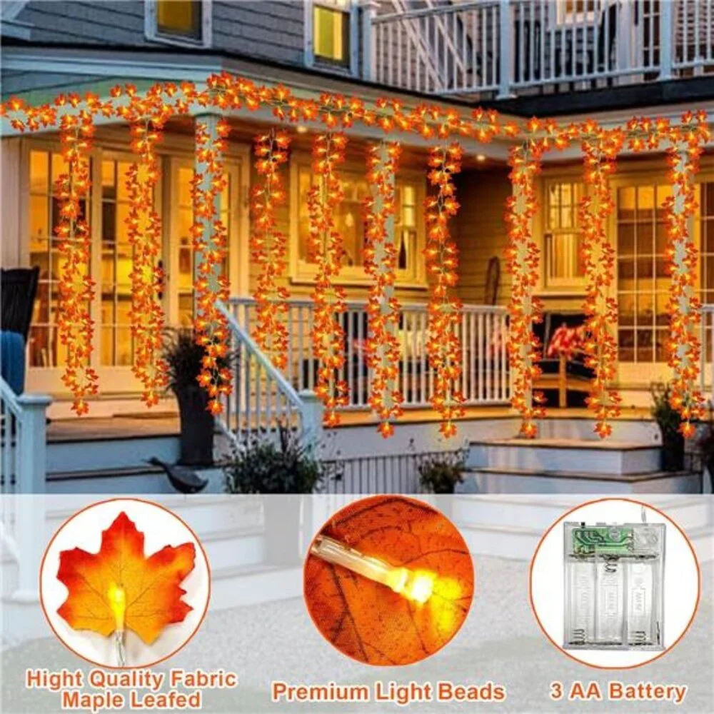 Fall Decor-5Pack Total 50Ft 100LED Fall Garland Lights Fall Decorations for Home